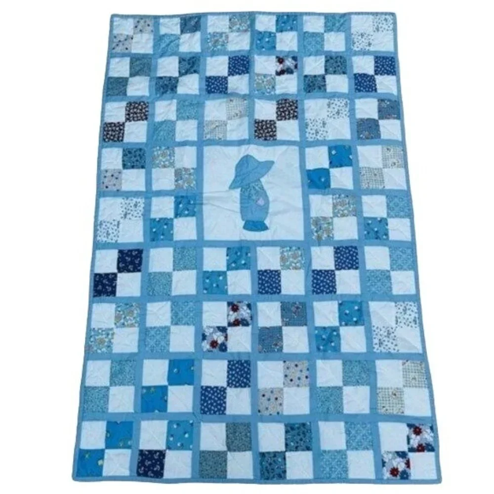 Baby Crib Quilt 32 X 48.5 Unisex Patchwork Floral Dog Bunny Nautical Airplane